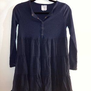 Ribbed Henley Dress With Contrast